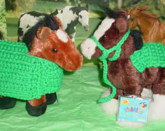 Halter Ty\u2019s etc. Crocheted Horse Blanket Lead Rope /& Saddle Blanket for 10\u201d stuff animals like Webkinz