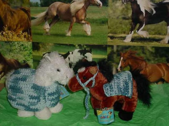 Halter Ty\u2019s etc. Crocheted Horse Blanket Lead Rope /& Saddle Blanket for 10\u201d stuff animals like Webkinz