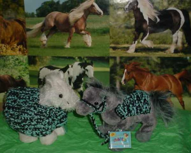 Halter Ty\u2019s etc. Crocheted Horse Blanket Lead Rope /& Saddle Blanket for 10\u201d stuff animals like Webkinz