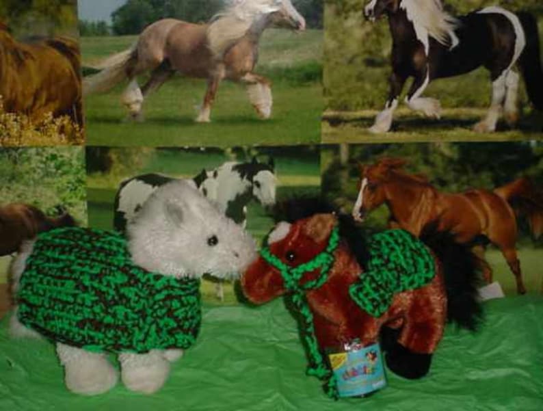 Halter Ty\u2019s etc. Crocheted Horse Blanket Lead Rope /& Saddle Blanket for 10\u201d stuff animals like Webkinz