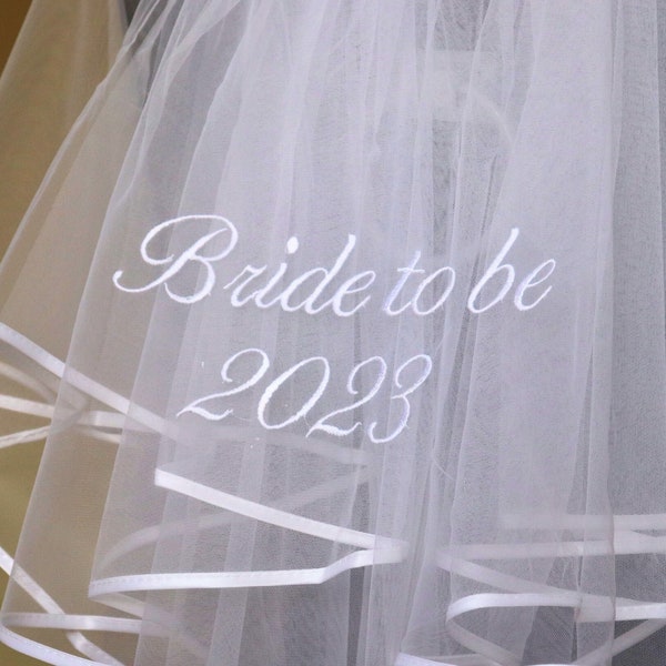 Embroidered Personalised Veil Bride To Be | Hen Do Hand-embroidered Bachelorette Hen Party Bridal Veil