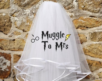 To Mrs Personalised Veil for Hen Do, Hen Party, bachelorette or wedding | Printed Magical Veil | Wizard Film Harry Inspired