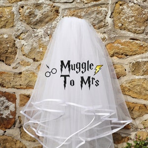 To Mrs Personalised Veil for Hen Do, Hen Party, bachelorette or wedding | Printed Magical Veil | Wizard Film Harry Inspired