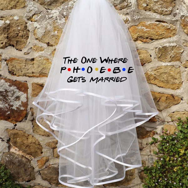 Friends Inspired Personalised Veil | Friends TV Show 'The one where' Veil | Wedding Bridal Hen Veil | Bride to Be Future Mrs | The One Where