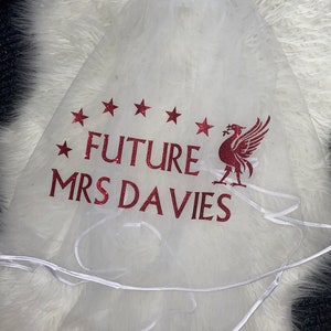 Personalised veil Liverpool football inspired custom design hen party glitter future mrs hen weekend