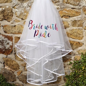 LGBT Rainbow Personalised Unicorn Veil | Stunning Future Mrs Mr Veil | Hen Party Hen Do | Bridal Party Veil | Rainbow Print Future Mrs