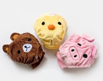 For SMALL Dogs Puppy Cute Diaper Sanitary Pants Female Girl Hook & Loop Bear, Chick, Pig