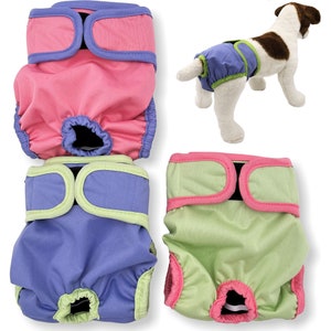 PACK -3pcs Female Dog Diapers Cat Waterproof LEAK PROOF Washable Reusable Small Large Pet Pink Purple Green