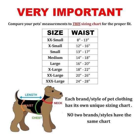 Dog Diaper Size Chart