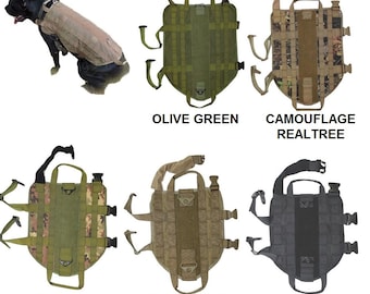 Tactical Dog Vest Harness, K9 Police Military Training, Hook & Loop Patch Panel
