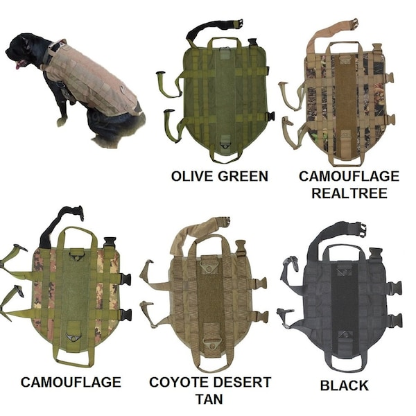 Tactical Dog Vest Harness, K9 Police Military Training, Hook & Loop Patch Panel
