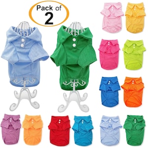 PACK of 2 Colors Dog Polo Shirt T-Shirt Puppy Cat Solid Clothes Apparel For SMALL Pet XS - M