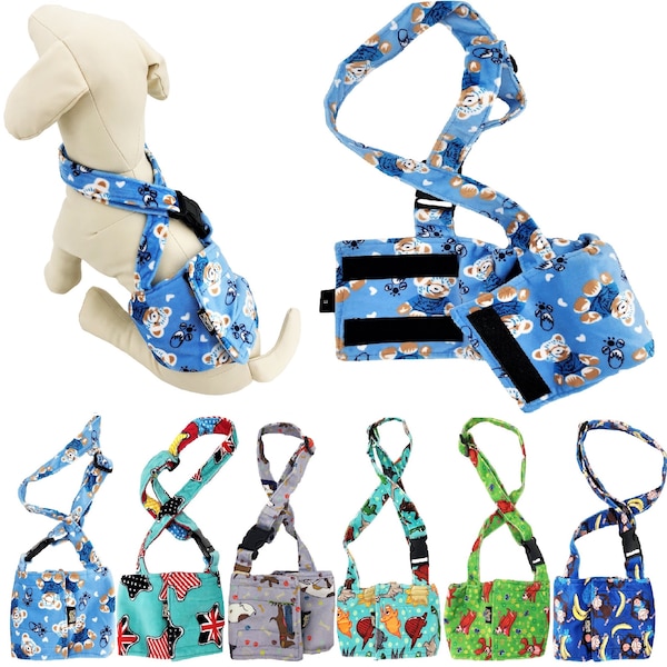 Dog Diaper Belly Band Wrap Soft FLEECE With SUSPENDERS Reusable Washable
