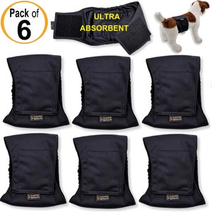 Pack of 6 Washable Male Dog Diapers – Leak Proof Belly Band
