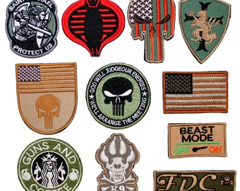 HOOK & LOOP Patch EMBROIDERED Military Tactical Army Flag, Cobra, Michael, Skull, Dog K9