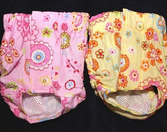 For SMALL Breeds Non-Absorbent Dog Diaper Female Girl 100% Cotton Hook & Loop