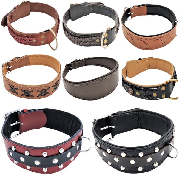 Genuine Real LEATHER Dog Collar Metal Buckle Handmade for Medium and Large Breeds M, L, XL