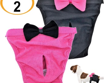 Pack - 2 Colors Dog Cat Puppy Diapers Female Girl For SMALL and LARGE Pet Washable Reusable 100% Cotton Pink and Black size xs - xxl