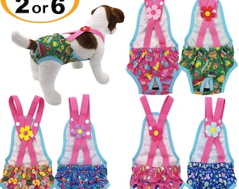 UEETEK Pet Dog Sanitary Shorts Panties Female Dog Washable Underwear Diapers Menstruation Briefs Size M 2PCS