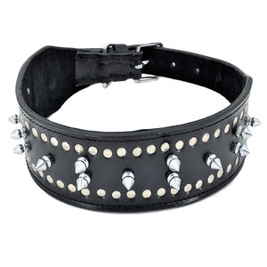 Handmade Leather Studded Spike Dog Collar – Heavy Duty, Large Pet