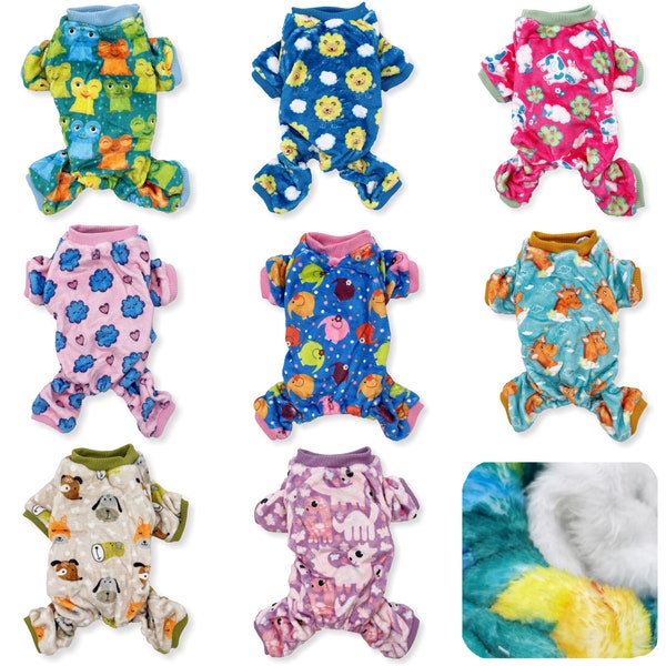 Dog Pajamas Soft Warm FLEECE Jumpsuit Cute Pet Clothes for Small and Medium Pet XXS - L