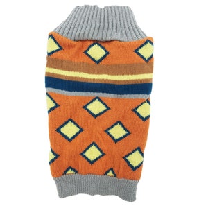 Dog Sweater Knitted Fashion Warm Soft Winter Clothes for Small Large Pet Cat Puppy XXS XL Orange Rhombus