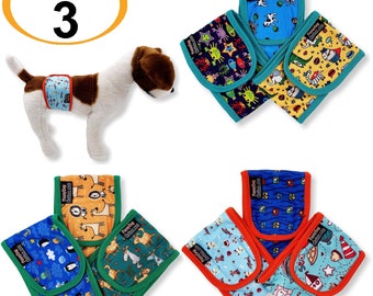 Boy Dog Belly Band (Pack of 3) Washable Reusable Diaper for Small Breeds Non-Absorbent