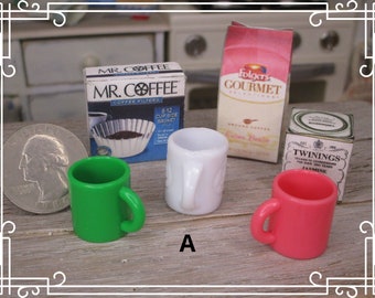 miniature coffee set cups coffee filters  tea  miniature kitchen blythe playscale 1/6 1:6