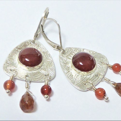 Carnelian and Fine Silver Drop deals Earrings