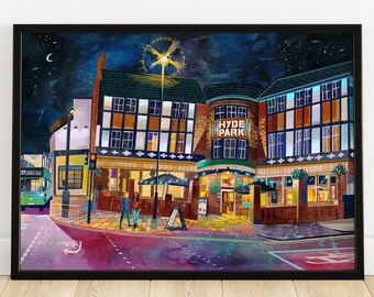 Leeds Art Print, Hyde Park Pub, Headingley Lane, Hyde Park Leeds