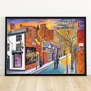 Manchester Art Print, Canal Street, The Gay Village, Manchester Pride, LGBTQ+, Pride Artwork, A4, A3, A2