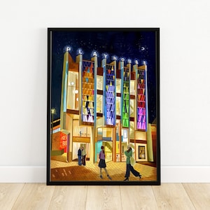 Leeds Artwork Print, Leeds Playhouse, Leeds Theatre, Illustration Travel Print, Leeds Poster, A4, A3, A2
