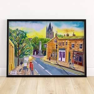 Leeds Art Print, Headingley, Otley Road, West Yorkshire, Skyrack Pub, St Michael’s Church, Leeds Painting, Leeds Gift Idea, A3, A4, A2