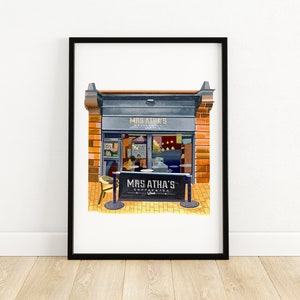 Leeds Art Print, Mrs Atha’s, Central Road, Coffee Art Gift, A5, A4