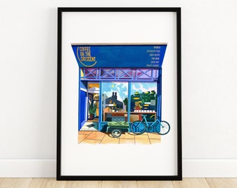 Leeds Art Print, Coffee On The Crescent, Hyde Park, Coffee Art Gift, A5, A4