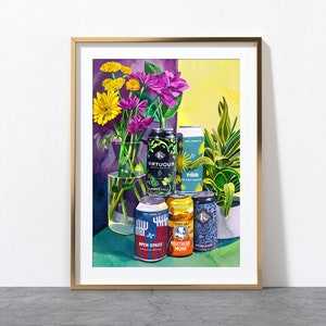 クラフトビールのプリント、ビールの静物画、リーズの醸造所、ノーザン モンク、カークストール醸造所、ノース ブリューイング カンパニー、リーズのギフトのアイデア、A4、A3、A2