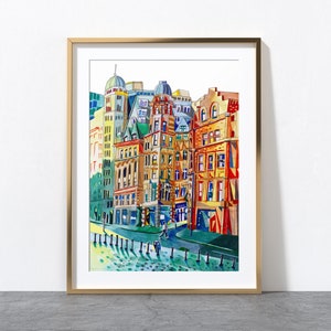 Manchester Artwork Print, Quay Street, Deansgate, Sunlight House, Manchester Wall Art, A4, A3