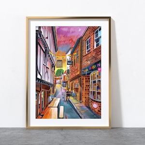 York Artwork Print, York Travel Poster, York Valhalla, Yorkshire Art Print, York Swinegate, York Patrick Pool, A4, A3, A2