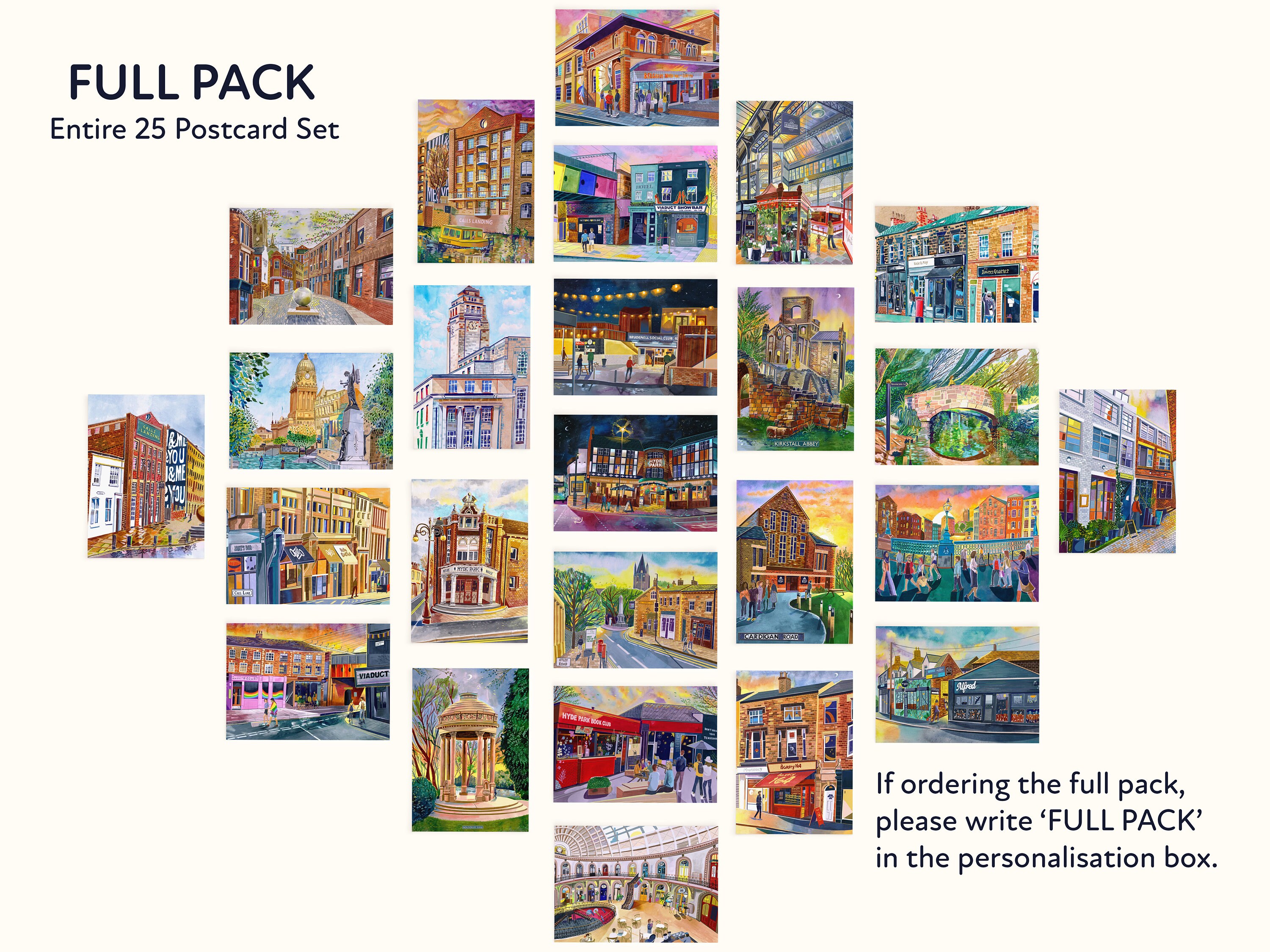 Leeds Artwork A6 Postcard Sets Mix and Match Leeds Postcards Etsy