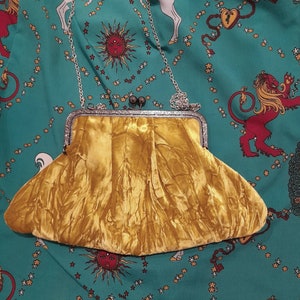Crushed velvet handbag, yellow handbag, crossbody handbag, evening handbag, 20 cm kiss clasp handbag, shoulder handbag, made-to-order