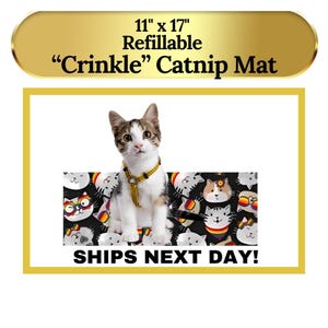 Catnip Crinkle Blanket: Flannel & Quilted Cat Mat Toy (11x17 in