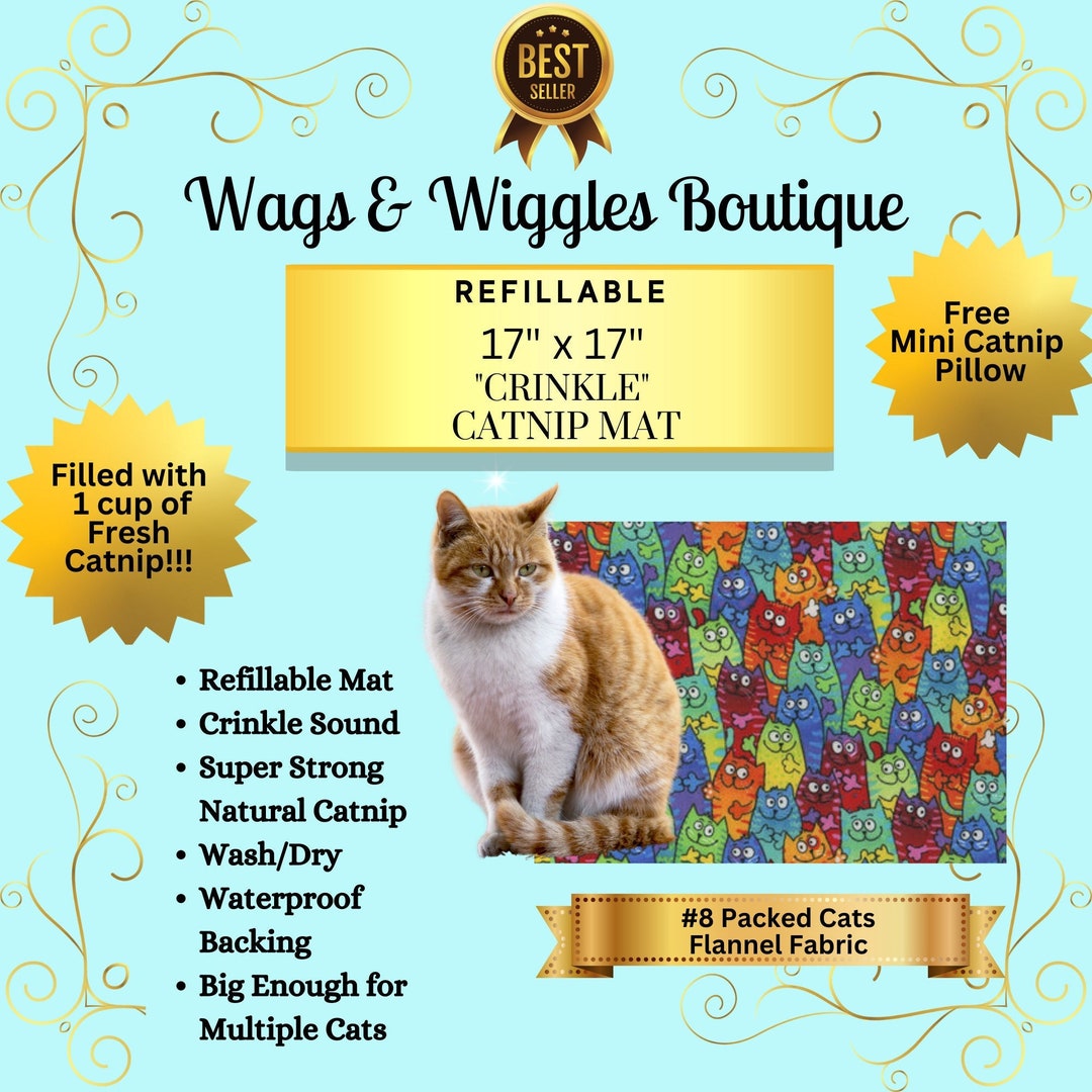 17 X 17 Crinkle Catnip Blanket, Cats, Cat Toy, Natural Catnip, Catnip