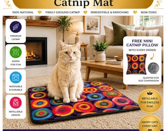 Refillable Catnip Mat Blanket: Washable, Handmade for Indoor Cats