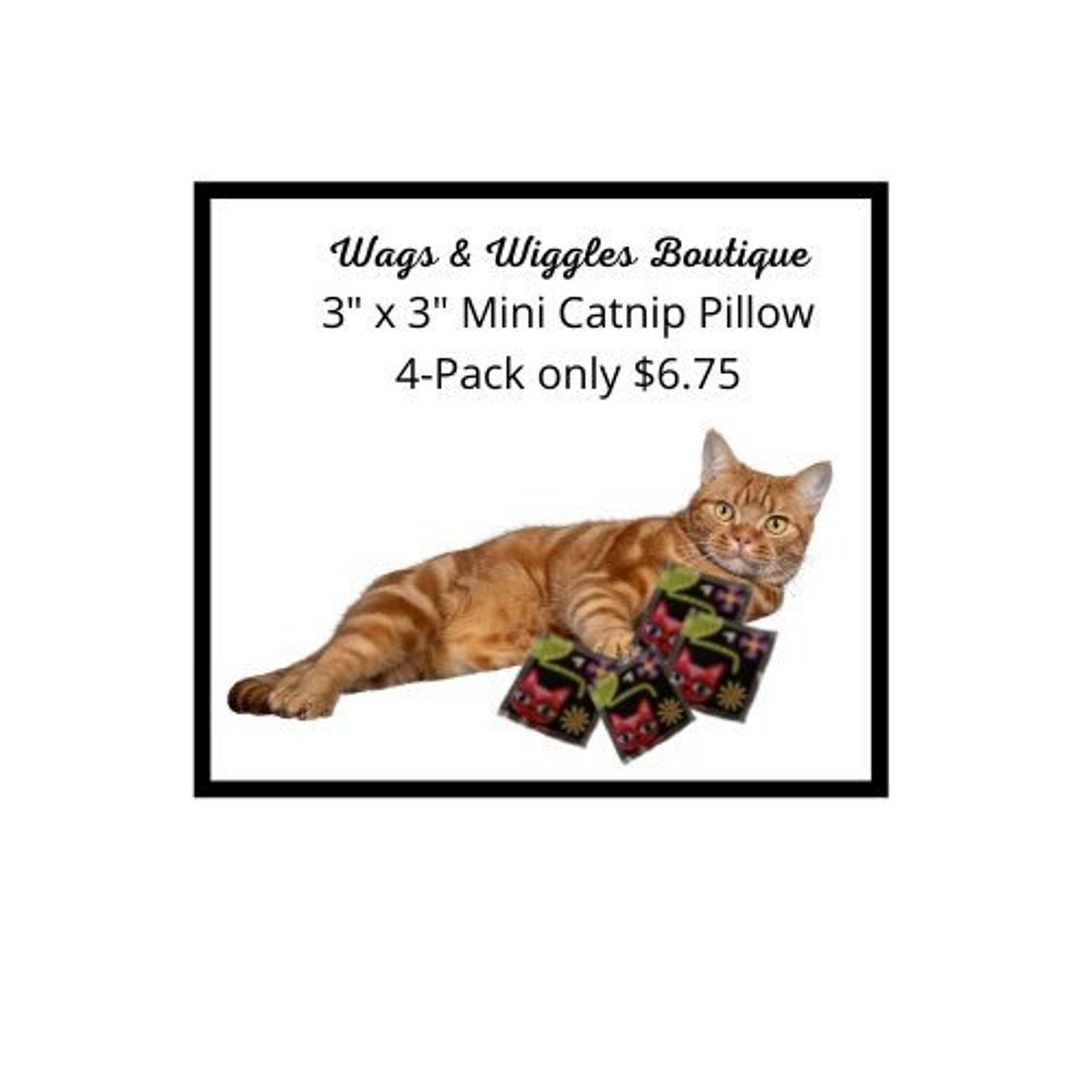 4 Mini Catnip Pillow Toy 3 X 3 / Cat Toy/ Etsy