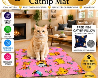 Interactive Catnip Blanket Mat: Refillable, Washable Cat Toy