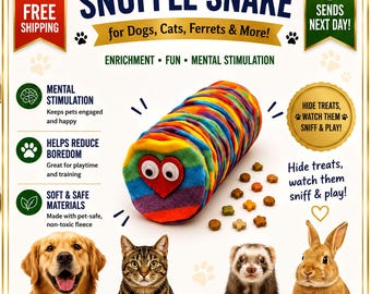 Interactive Snuffle Snake: Enrichment Toy for Dogs & Cats (Washable)