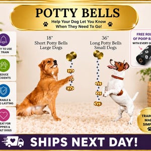 Dog Potty Training Bells: Paw Print Design (Adjustable for Any Door)