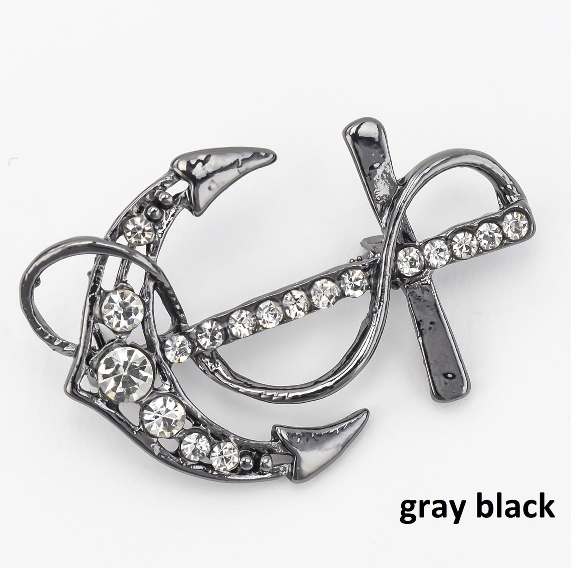 Crystal Silver Anchor Brooch Wedding Sash Pin Bouquet Etsy