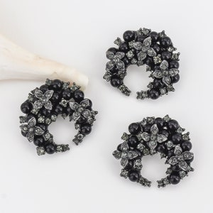SALE - DIY Bouquet Corsage Brooches, Wedding Cake Decor Pins, Dress Sash Pins, Black Crystal Pearl  Brooches, Buy More Save More Brooches.