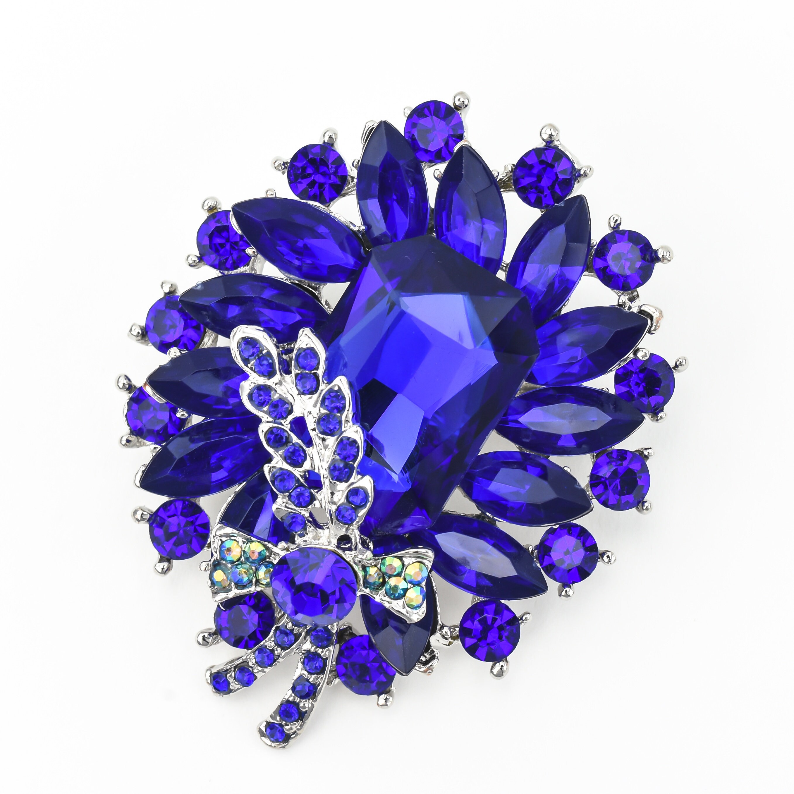 Crystal Royal Blue Brooch Blue Brooch Wedding Brooch Etsy